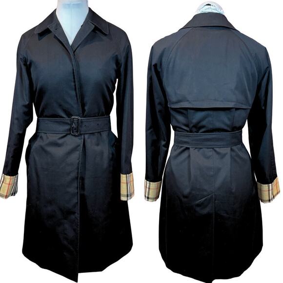 Burberry Trench Coat Black House Check Classic Plaid Winter Lining Jacket US 2 - Picture 4 of 16